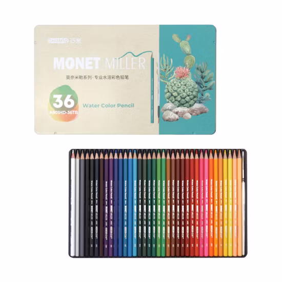 Professional 24 36 48 72 Color Optional Iron Box Packaging Water Soluble Color Pencil