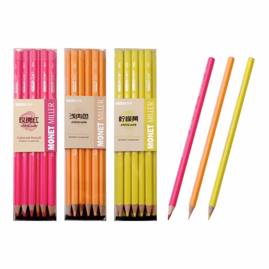 OEM 12 Colors Available 24 Pieces Per Box Monochrome Color Pencils