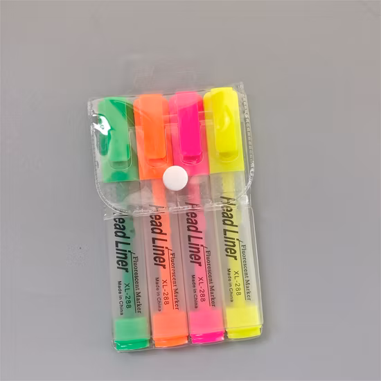 Wholesale School and Office Stationery 4 Colors Highlighter with Head Liner