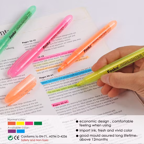 Foska Hot Sale Plastic Highlighter for Office